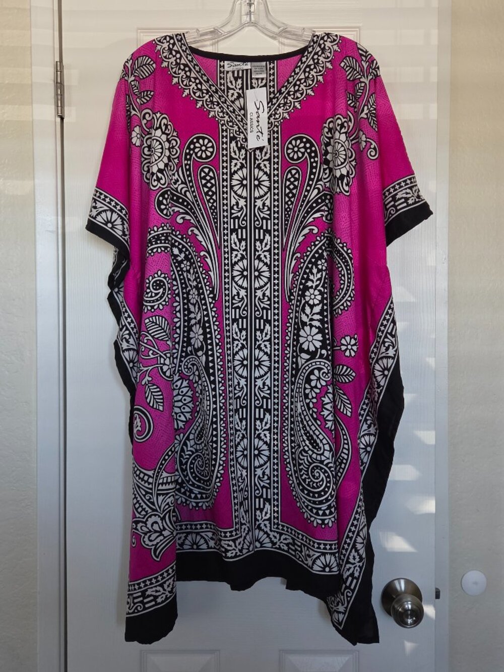 SantƩ Classics Pink & Black Paisley Kaftan Tunic
